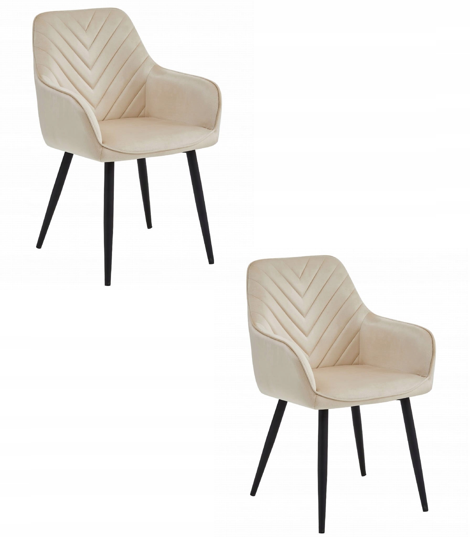 Krzesło Nana beżowy aksamit czarne nogi x 2