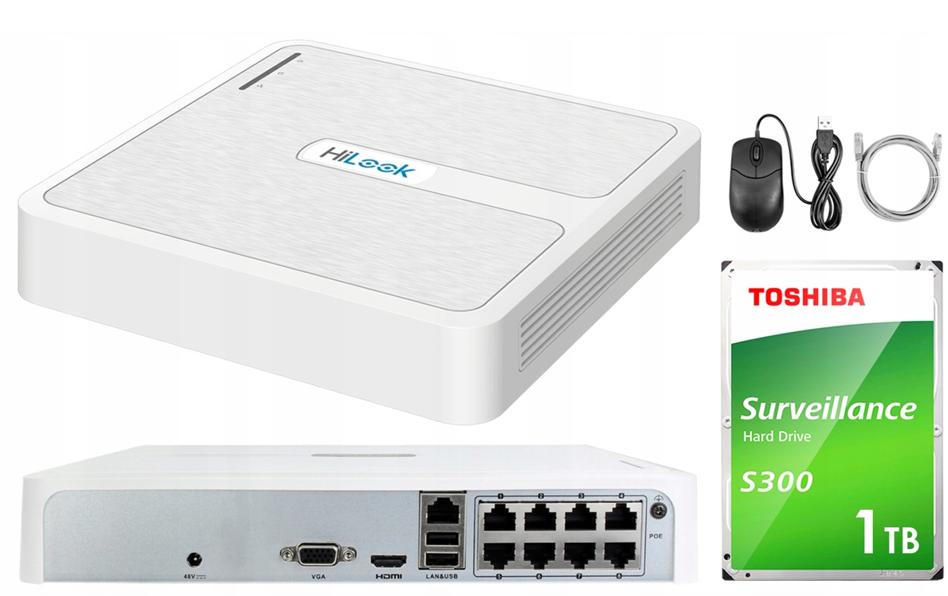 Ip rekordér HiLook by Hikvision NVR-8CH-H/8P pro 8x PoE Disk Toshiba 1TB