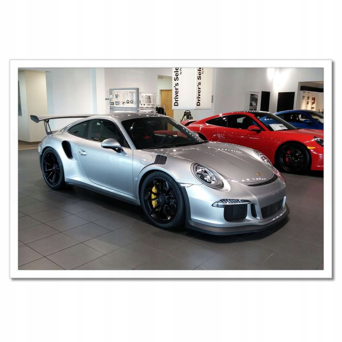 Plakáty v rámu 60x40 Stříbrné Porsche Auto
