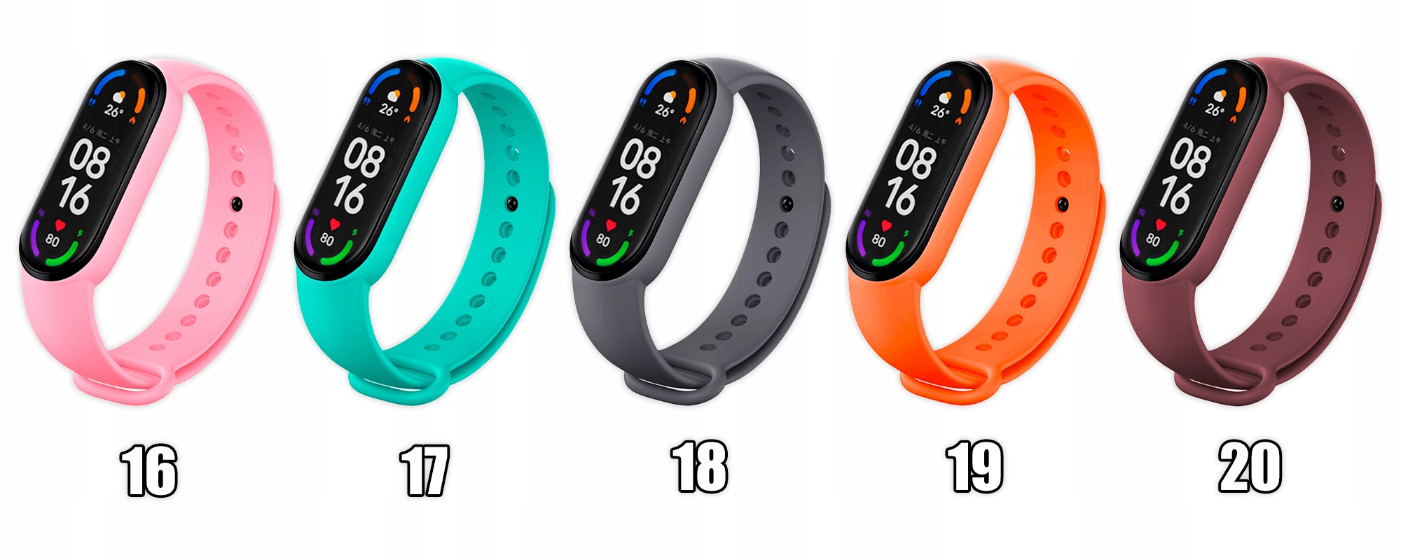 OPASKA PASEK do Xiaomi Mi Band 5 - KOLORY Długość 60 mm