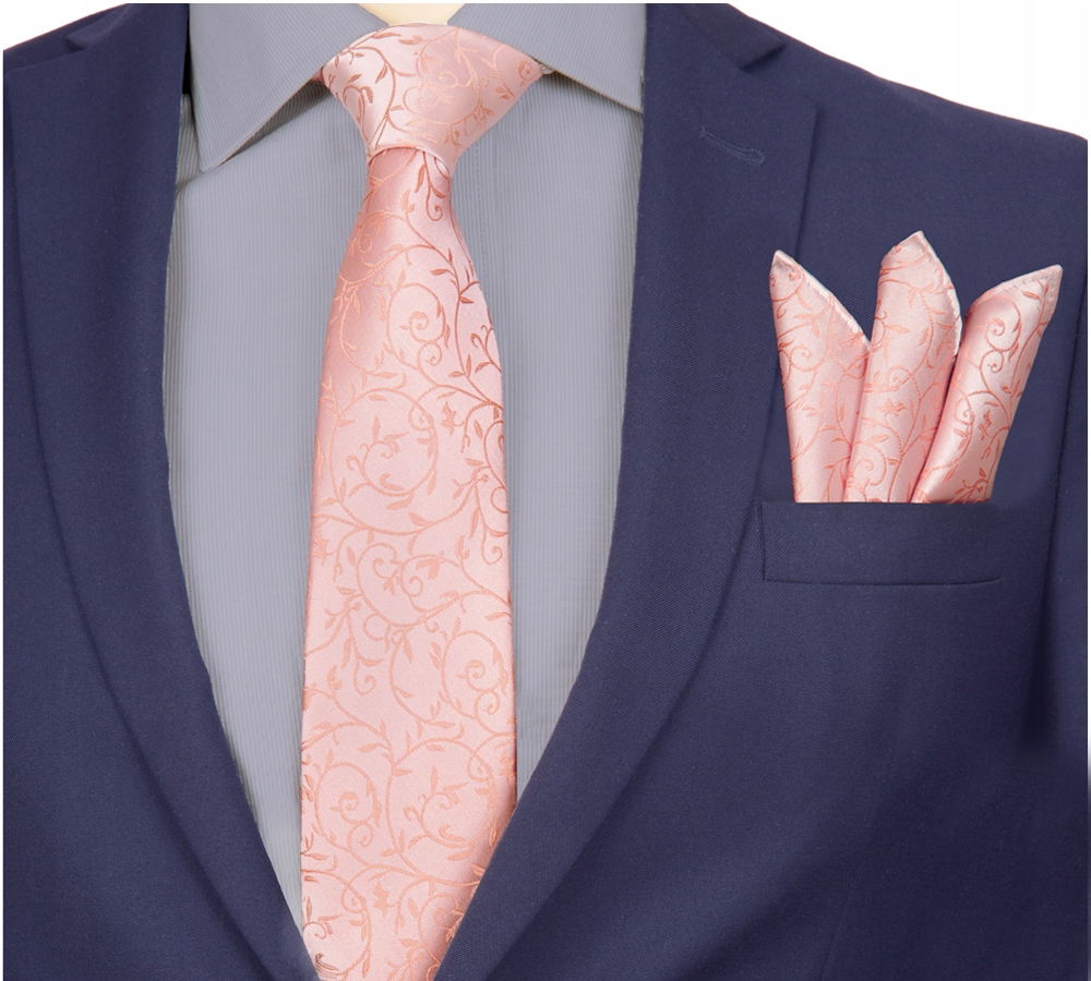 ŻAKARDOWA POSZETKA + KRAWAT Wypustka GREG k143