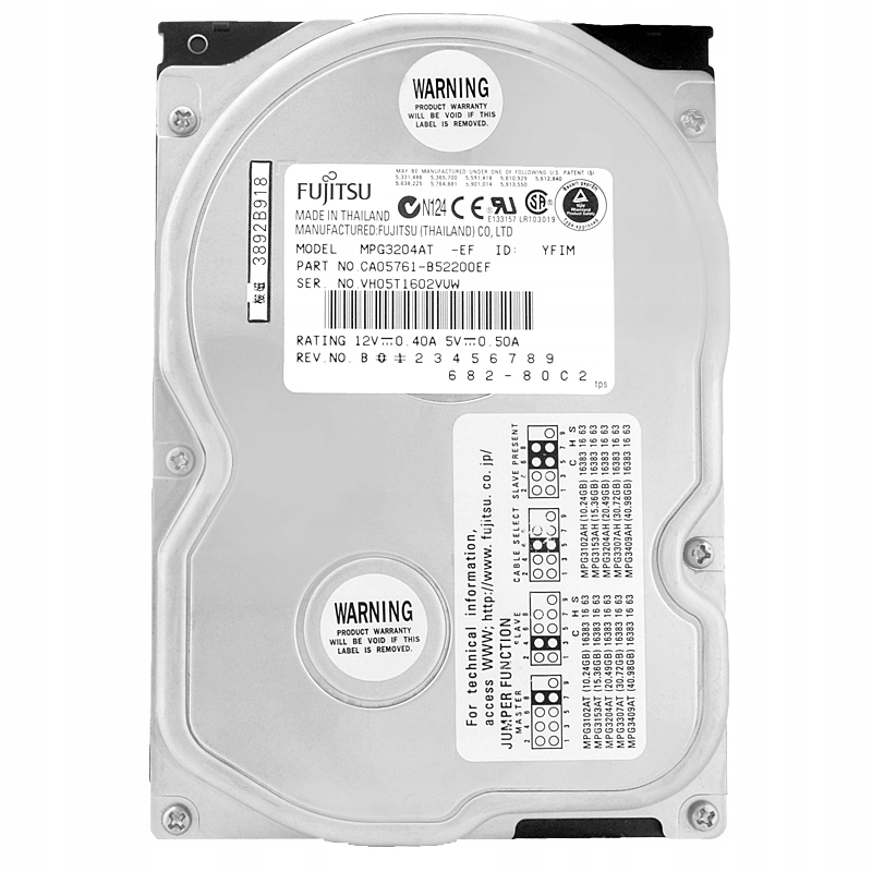 Dysk twardy Fujitsu MPG3204AT 20GB Pata (ide/ata) 3,5"