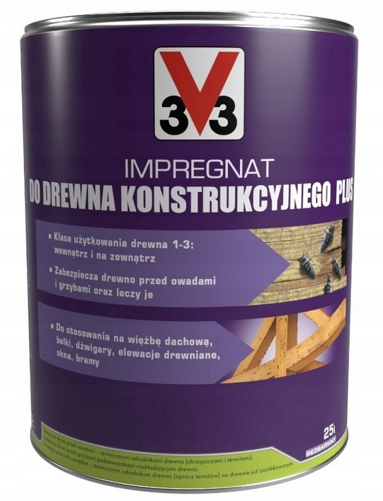 V33 Impregnat Techniczny Do Drewna Budowlanego Konstrukcyjnego 25L
