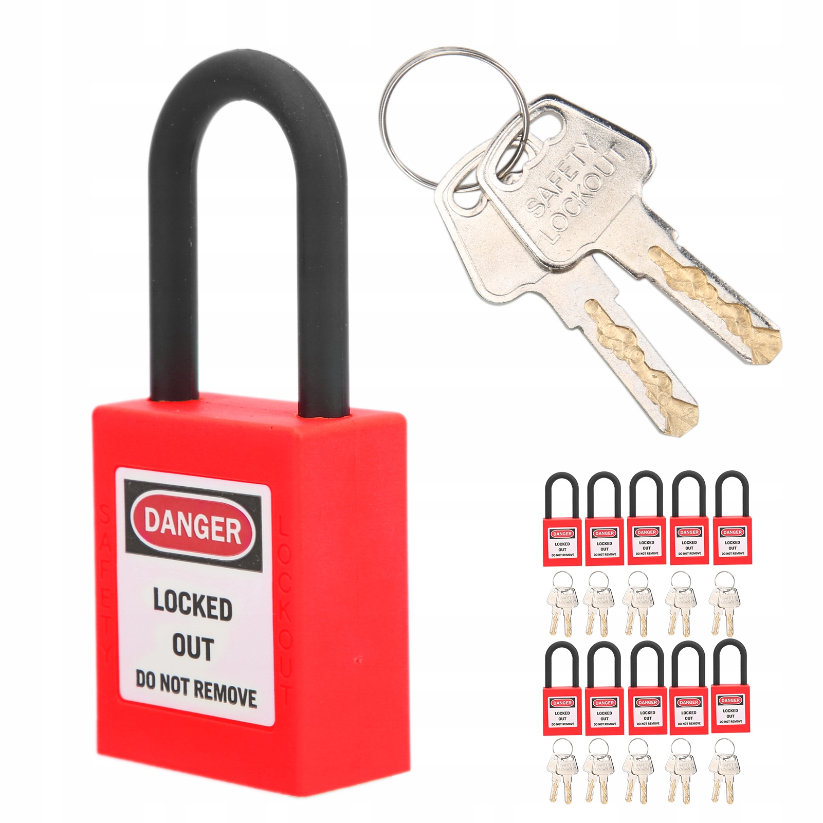 Visací Zámek Loto Lockout Pracovní Ochrana 38MM Červený 10 Ks.