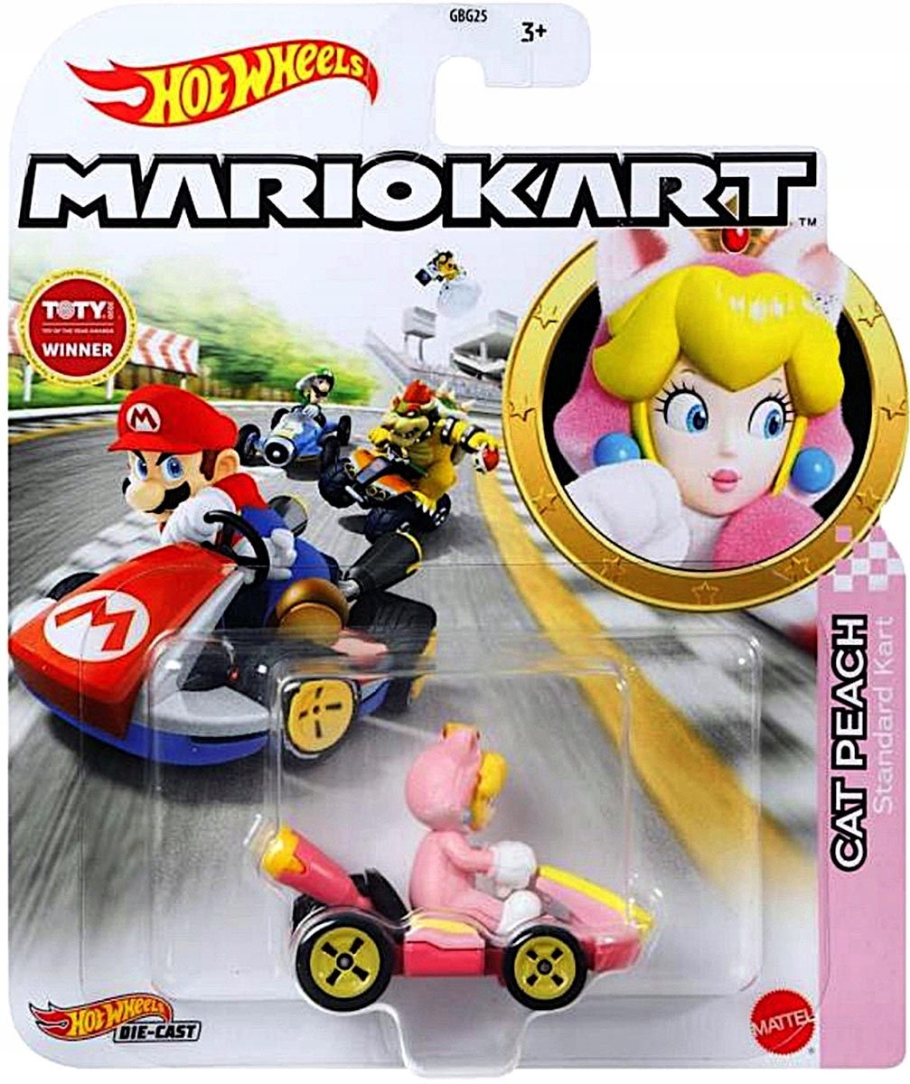 

Hot Wheels Mario Kart Cat Peach Standard Kart Nowy