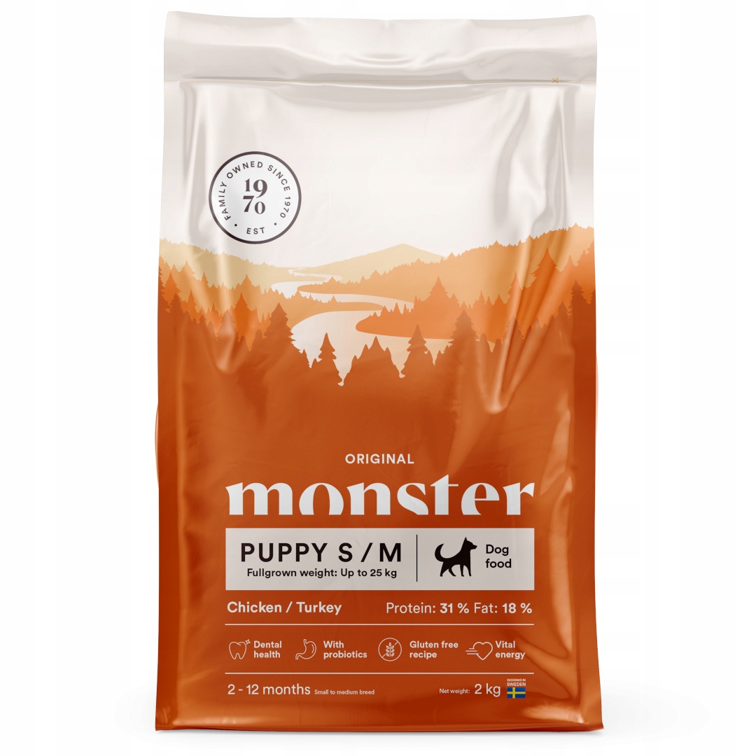 Monster Dog Original Puppy S/m 2kg Suché Krmivo pro štěňata Kuřecí Krůta