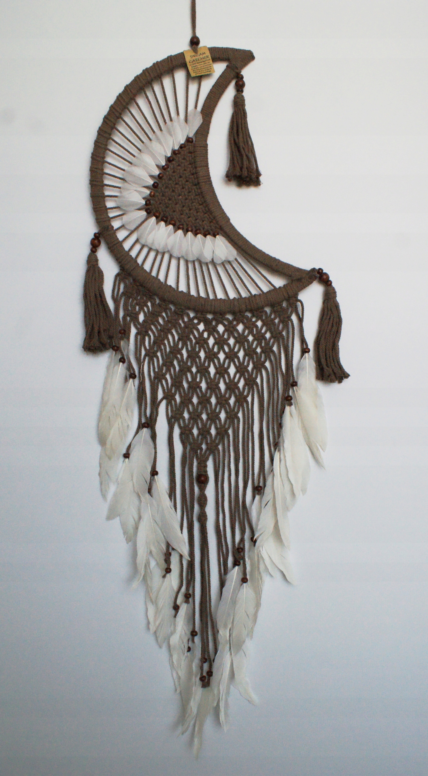 Dekorativní lapač snů, měsíc, bavlna, 42 cm