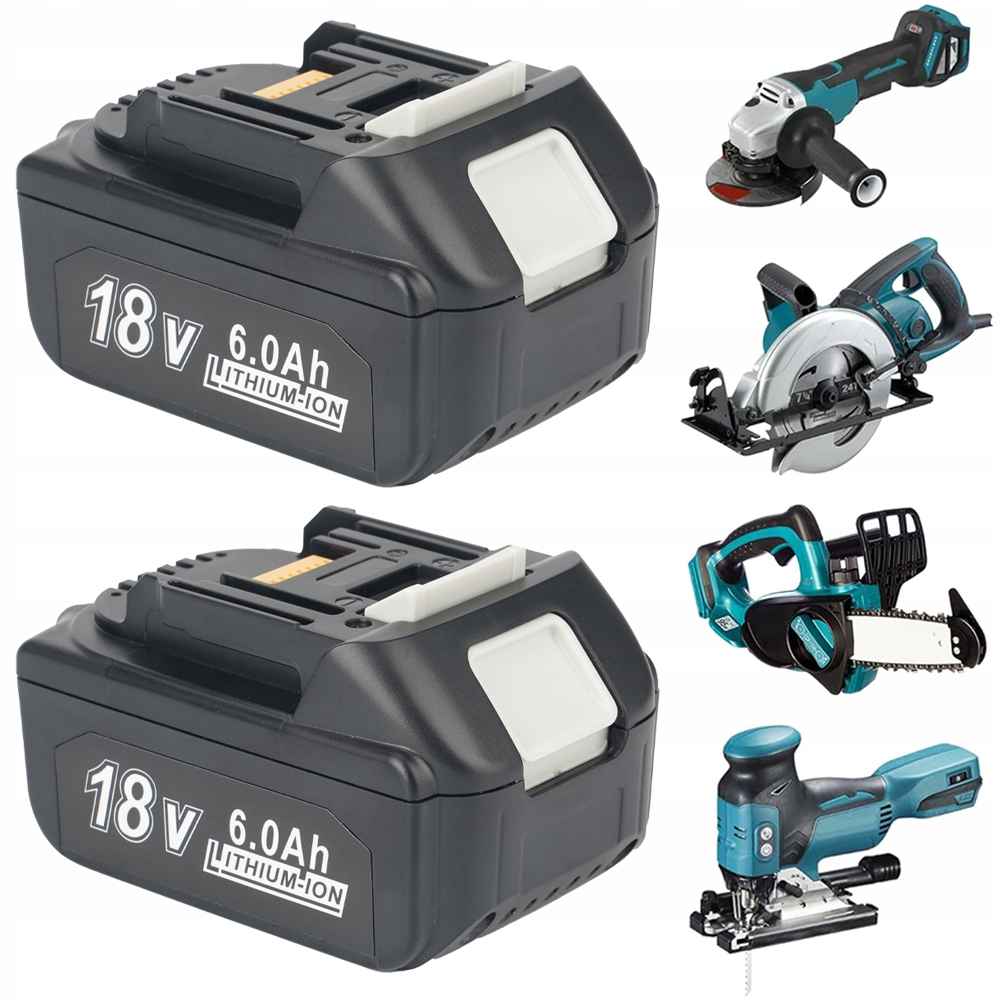 2x Akumulator Li-Ion 18V 6Ah Do Makita Z Wskaźnikiem Led I Bms Ochroną