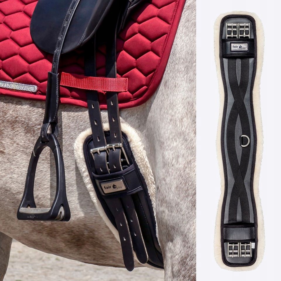 Fair Play Jezdecký pás s kožešinou Pro Dressage černý 55 cm