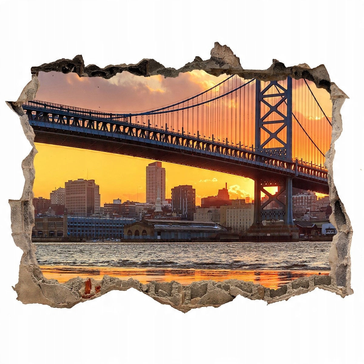 

Fototapeta dziura na ścianę 3d Most Filadelfia