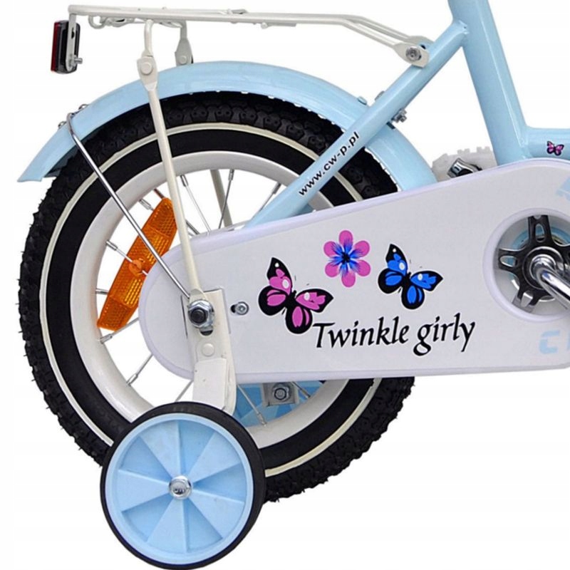 Rower 12 cali TWINKLE GIRLY Butterflies Light BLUE Rama Stalowa
