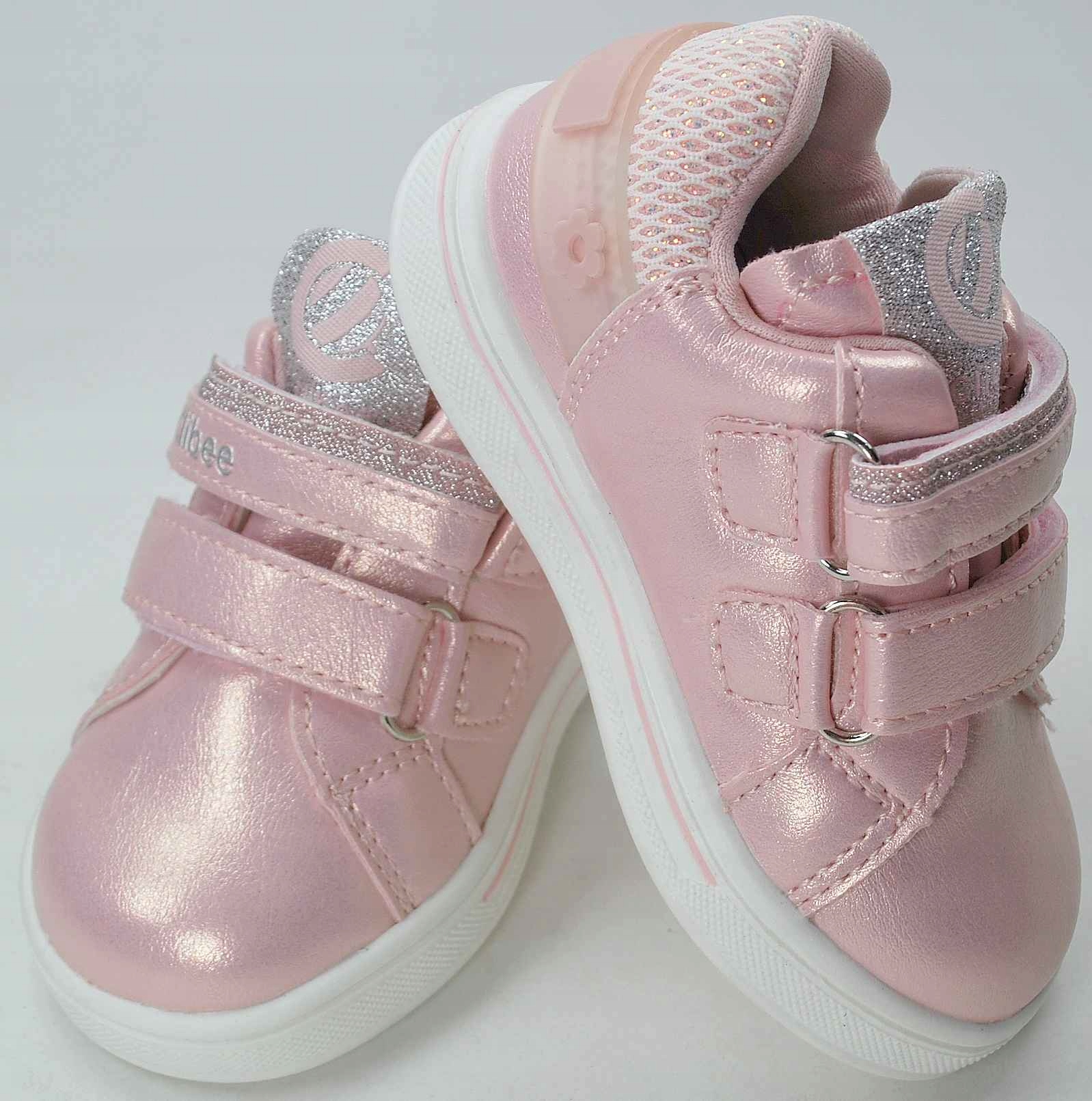 RÓŻOWE błyszczące adidaski dla dziewczynki półbuty wkł prof skóra rzep r 24 Rozmiar (new) 24