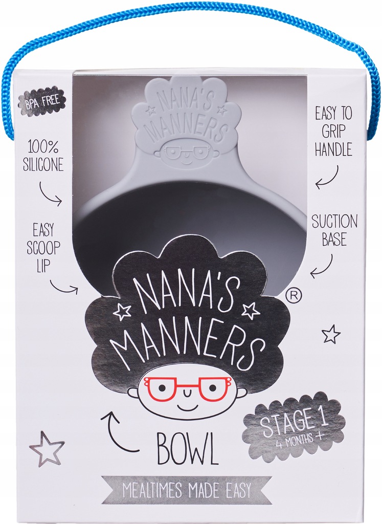 Miska silikonowa z przyssawką Grey Nana's Manners