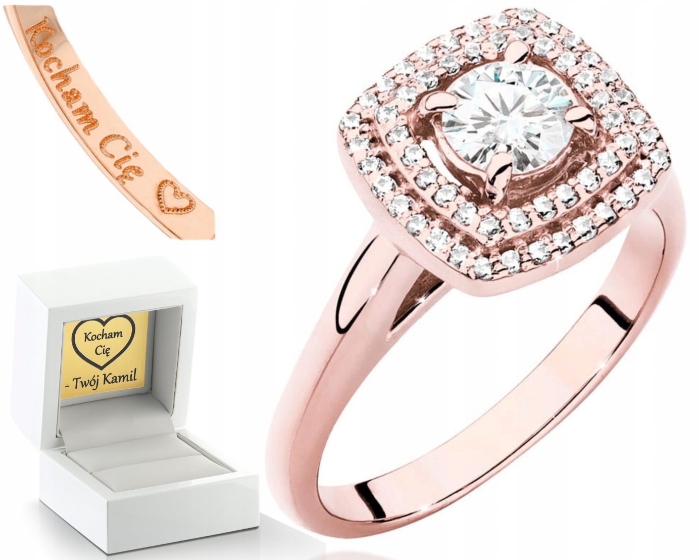 Růžové Zlato Prstýnek Laboratoriánský Diamant Jako Dárek Zlato 585 14K