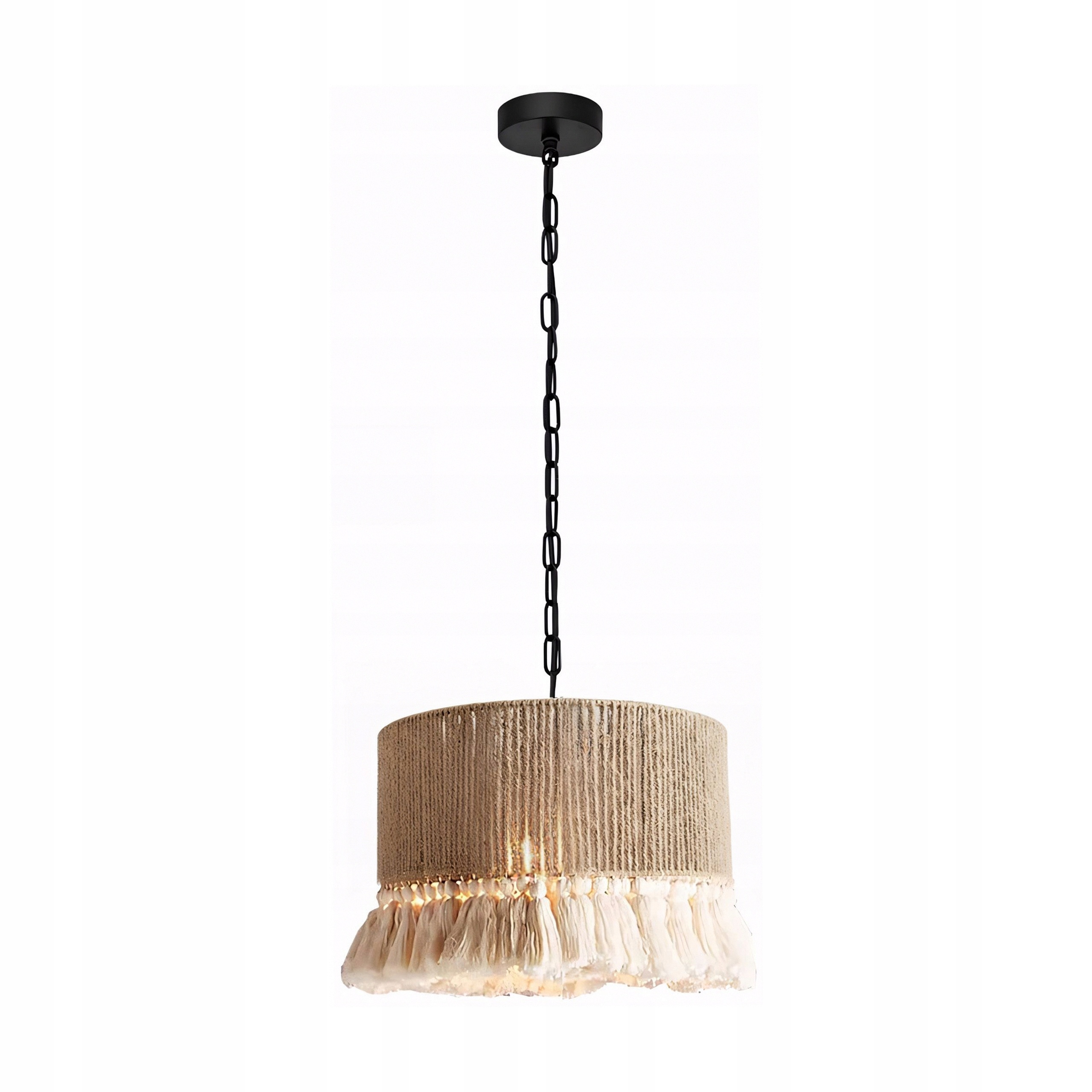 Závesná lampa s jutovým tienidlom, prírodný štýl Boho