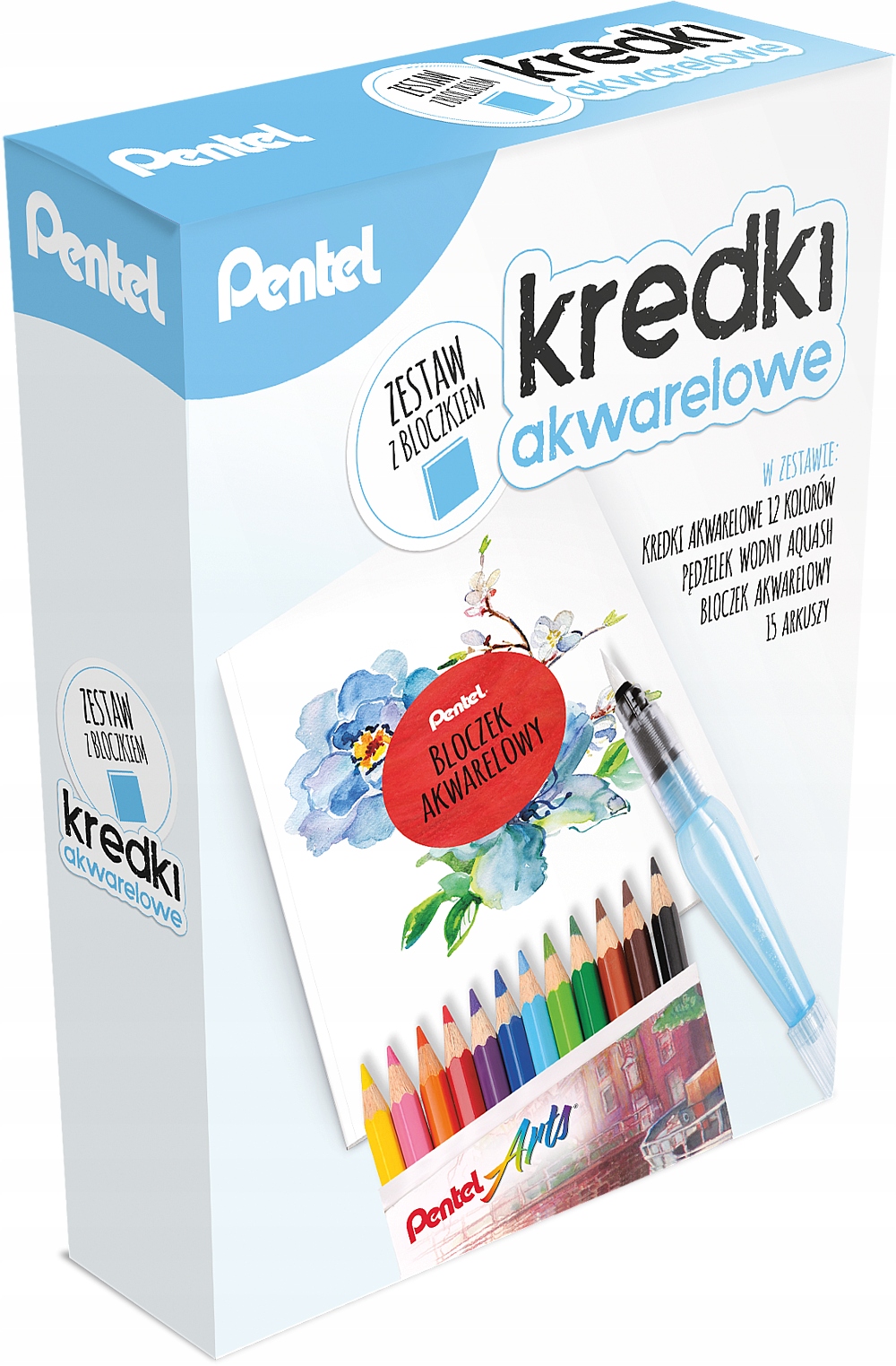 Kredki Pentel + Bloczek + Pędzelek ZESTAW Bohater brak