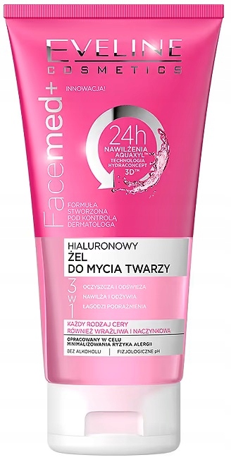 Hialuronowy Żel Do Mycia Twarzy Eveline Nawilżenia 3w1-Zdjęcie-0