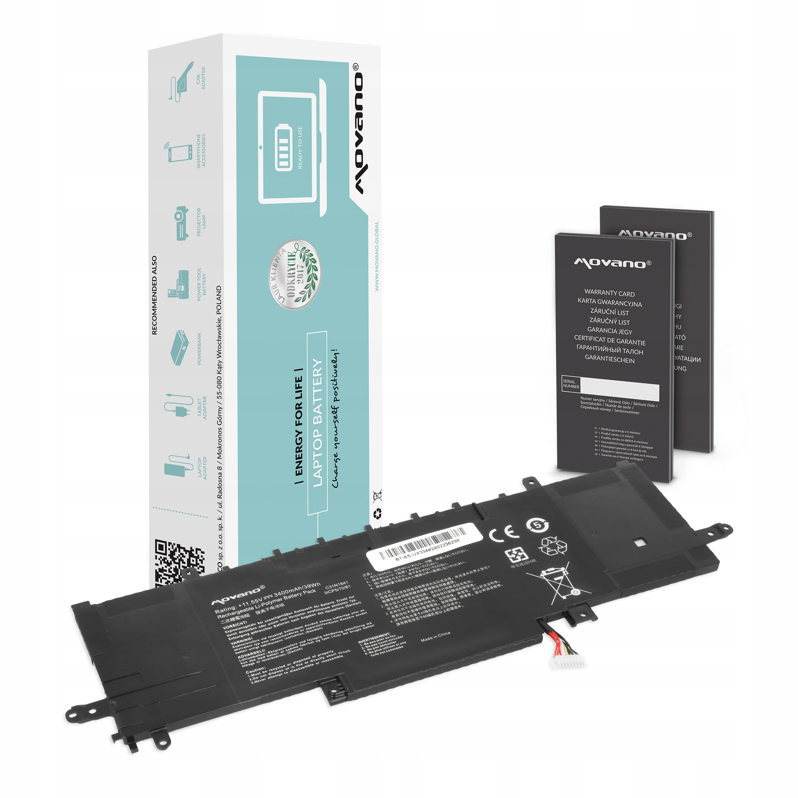 Bateria Movano do Asus ZenBook 13 14 UX334 UX434 UX463