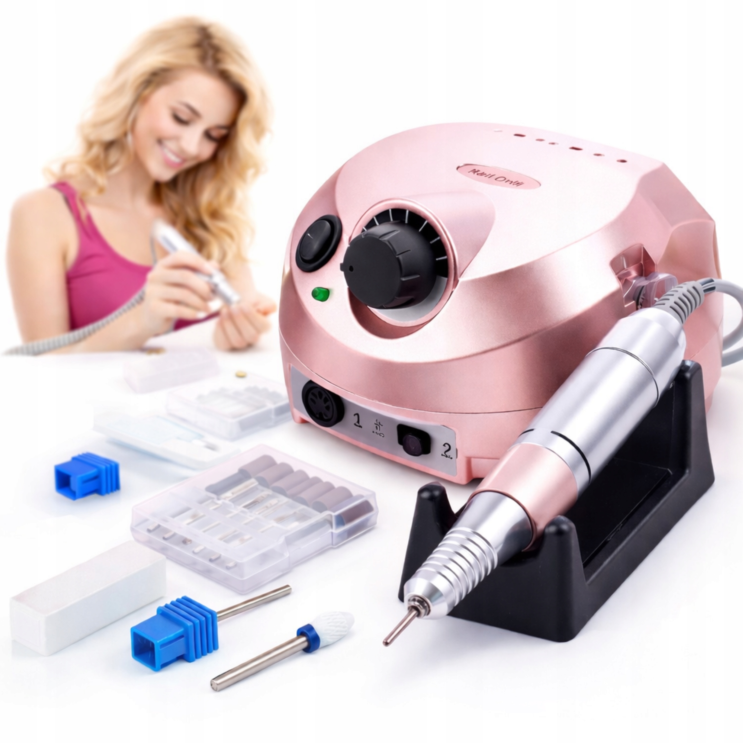 Zestaw Frezarka Do Paznokci Manicure Pedicure Mocna 65W Zestaw Frezów