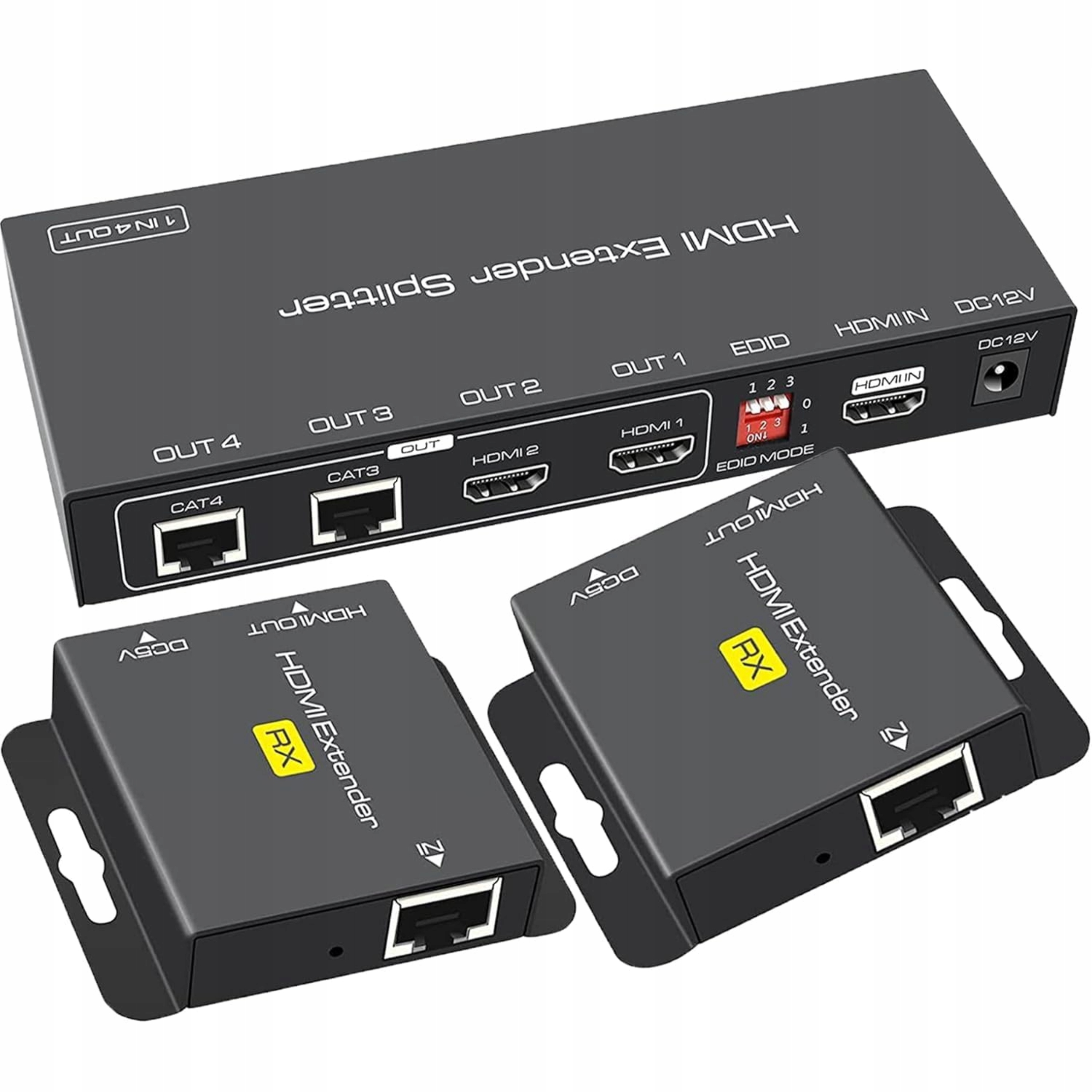 Hdmi extender splitter Ethernet 50 m 2xHDMI 2xLAN 1080p 60Hz Edid Poc