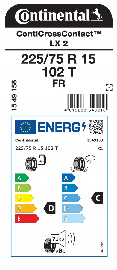 2x 225/75R15 CONTINENTAL ContiCrossContact LX 2 102T NOWE LATO Marka Continental