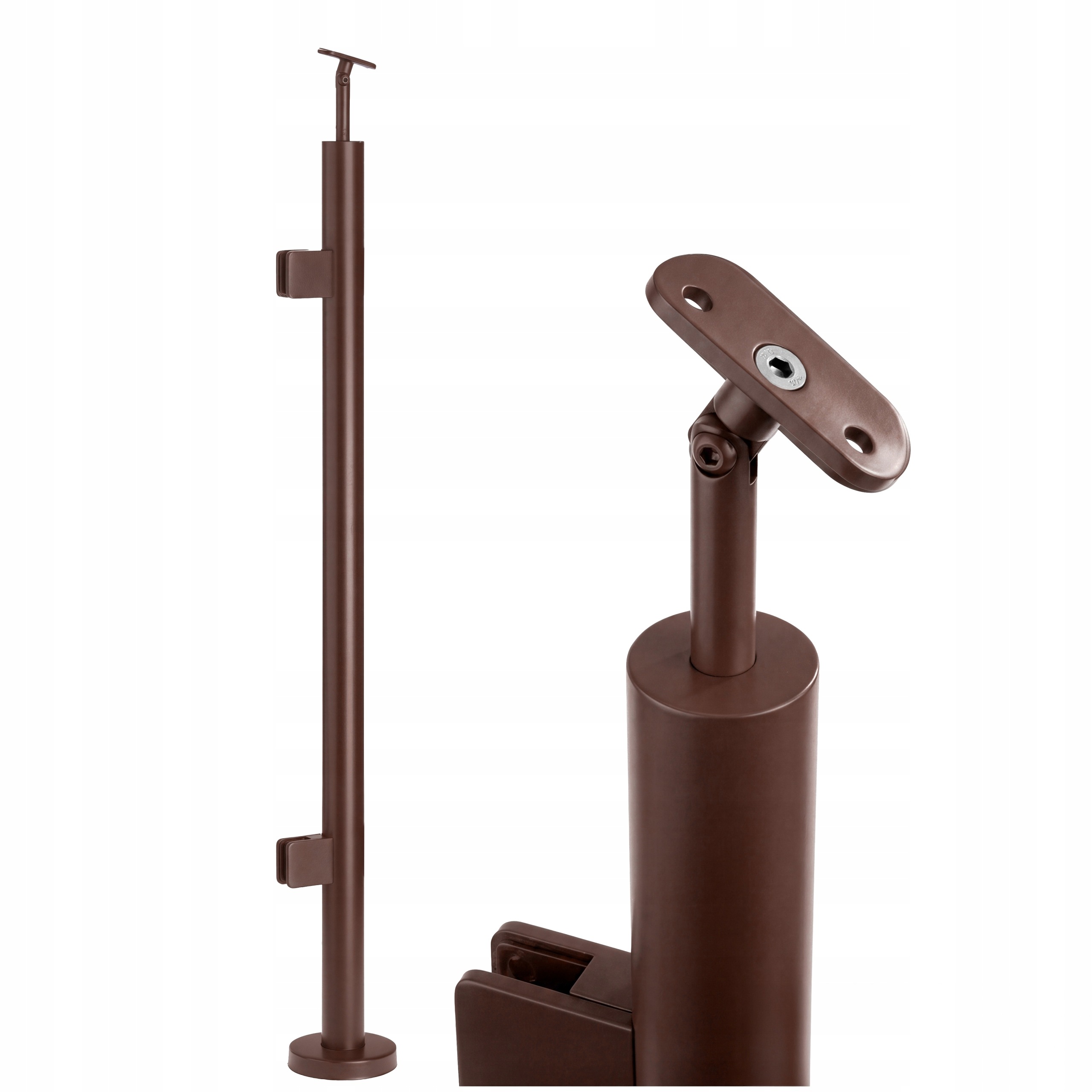Štartovací stĺpik skleneného zábradlia 110 cm okrúhly, priemer 42 mm, hnedý Loft