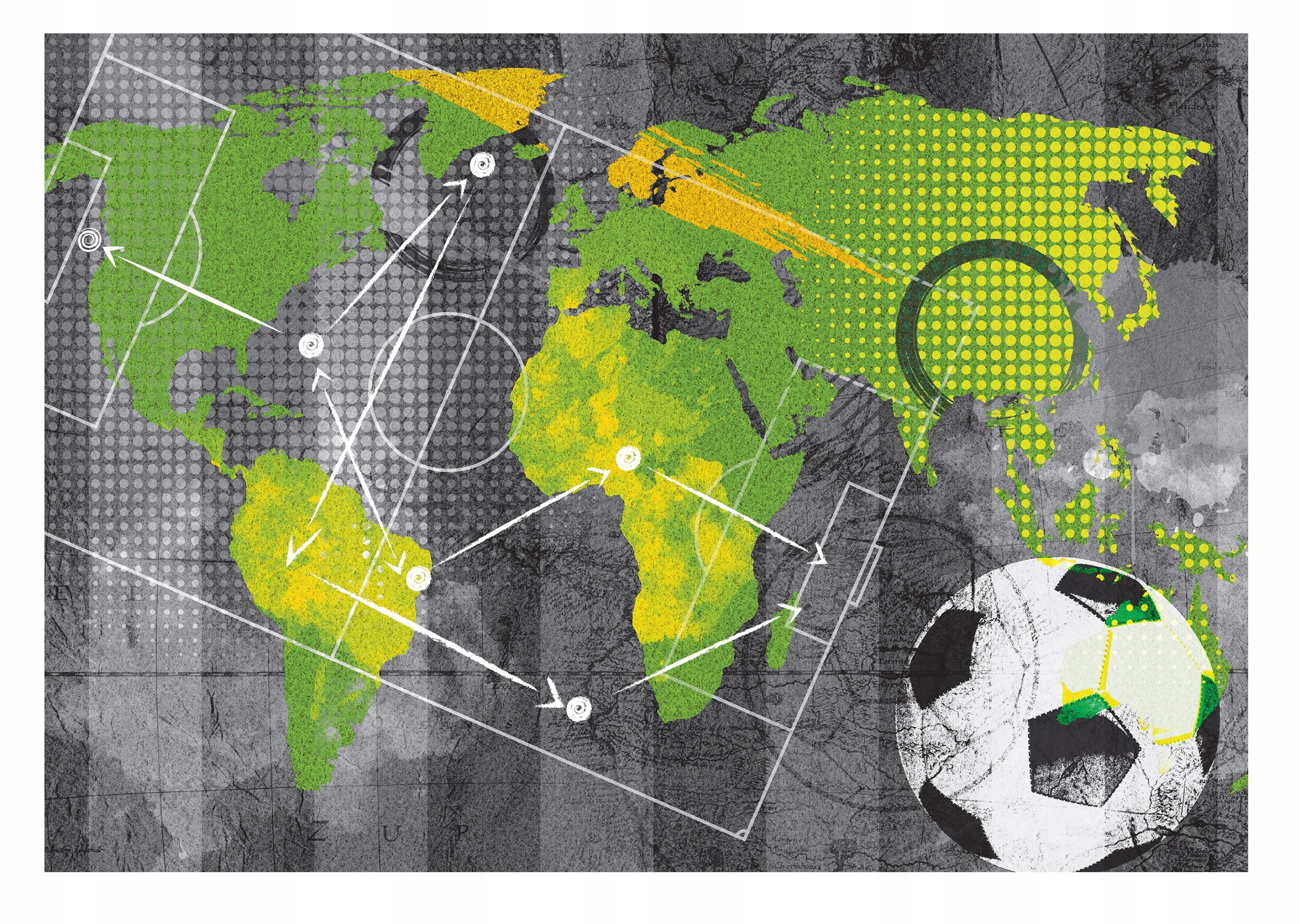 Fototapeta Mládežnický Míč Mapa Graffiti 254x184