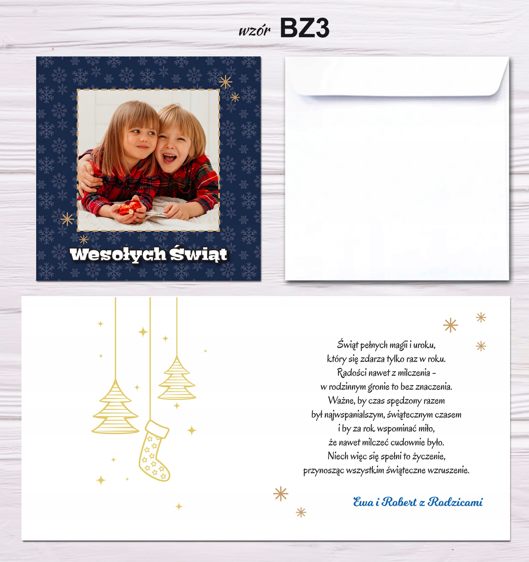 FOTO-KARTKA świąteczna ZDJĘCIE KOPERTA WZORY Wysokość produktu 14 cm