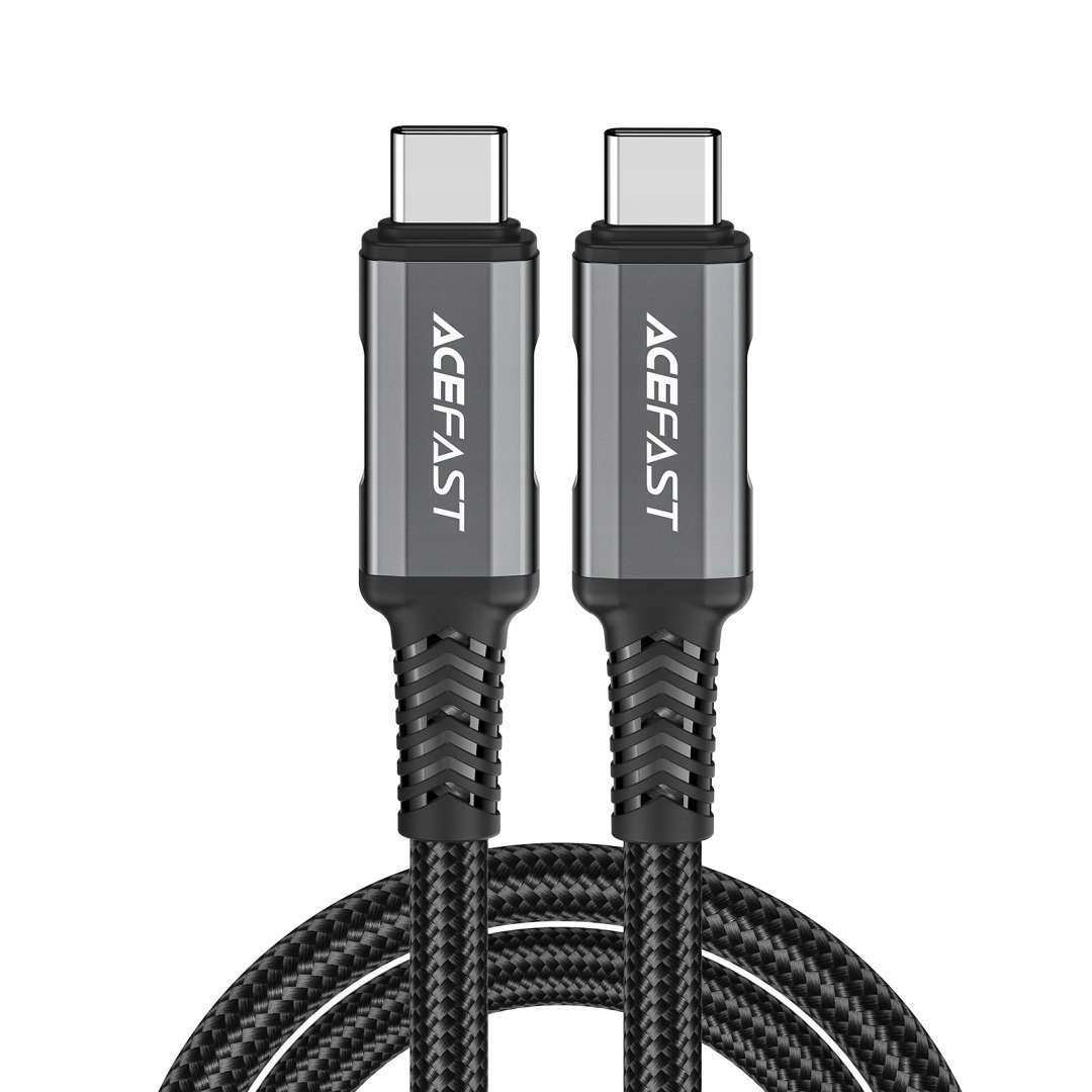 Kabel przewód Usb-c USB4 PD3.1 5A do transmisji danych i Video 4K 1m szar
