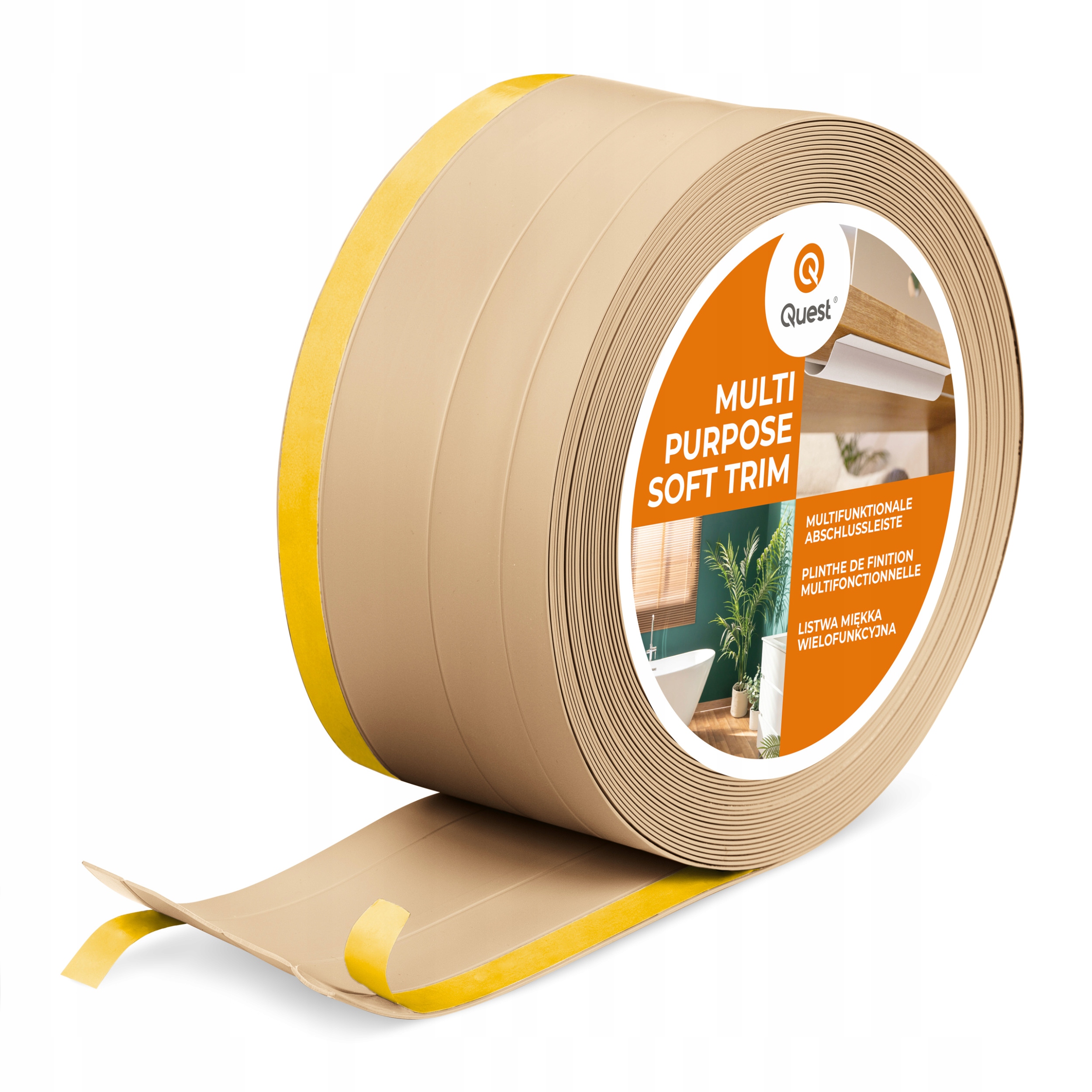Pvc dokončovacia lišta 4in1 samolepiaca, piesková 120 mm, 25 m, W2