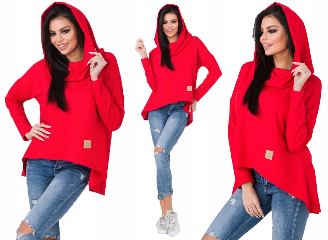 

Asymetryczna Tunika Bluza Sukienka Komin Kaptur L