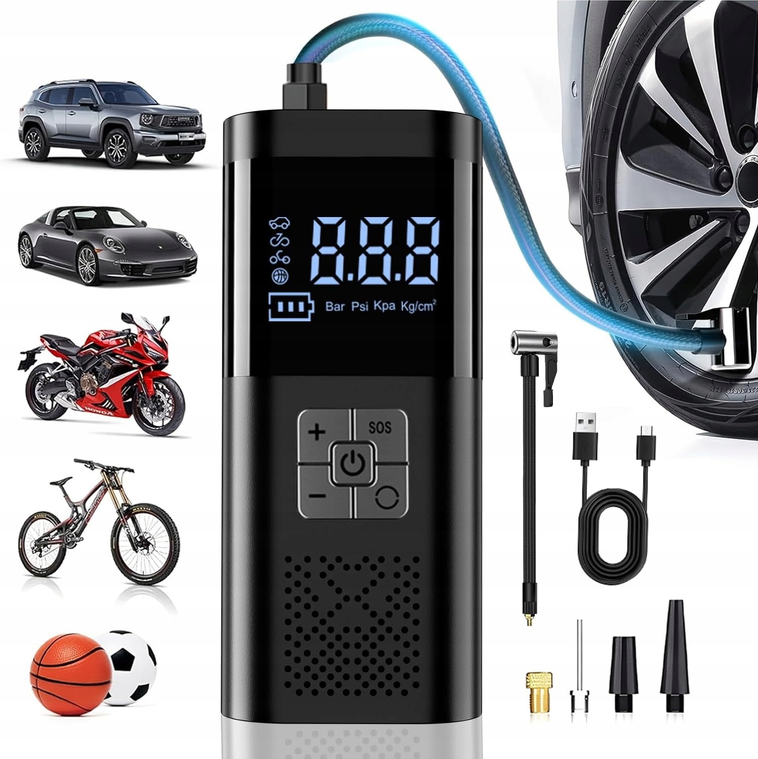 Elektrická Pumpa Na Kolo, Kompresor Na Kolo, Automobilová Lampa