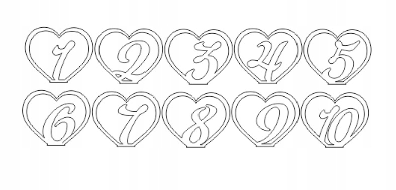 Numery stołów wesele numerki na stolik ślub 1-10 Kolor dominujący inny