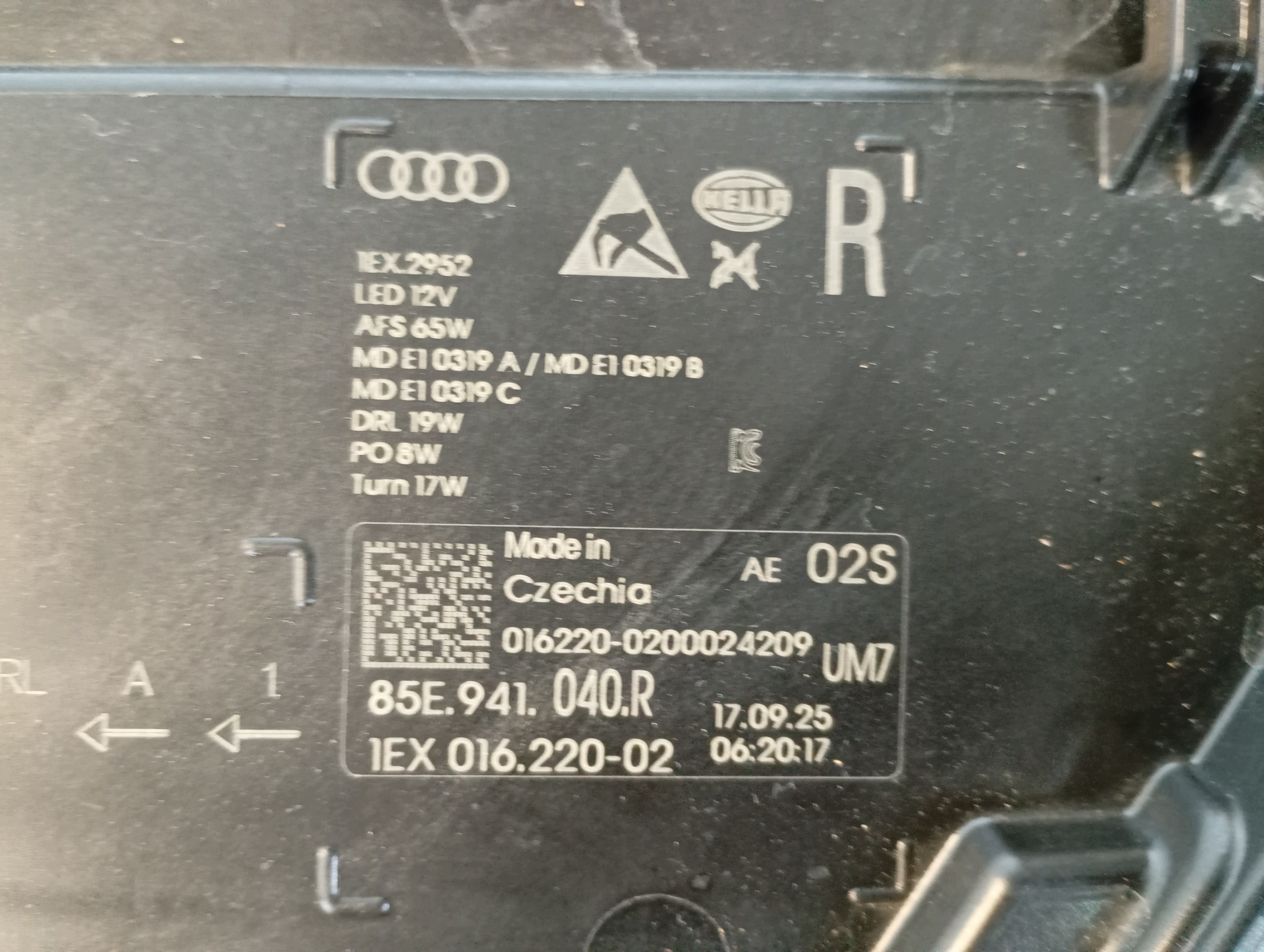 light right front front FULL LED AUDI A6 E-TRON 85E 85E941040AR