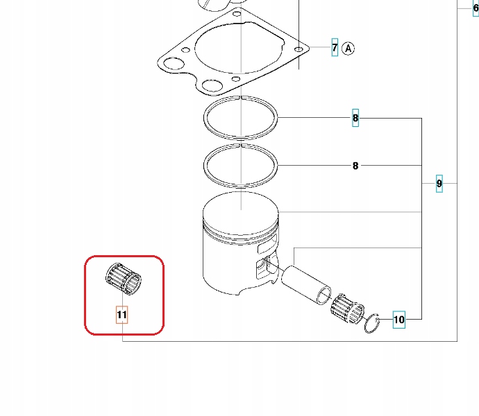Łożysko igiełkowe pilarki Husqvarna 576XP/372XP/56 Typ silnik do kosy