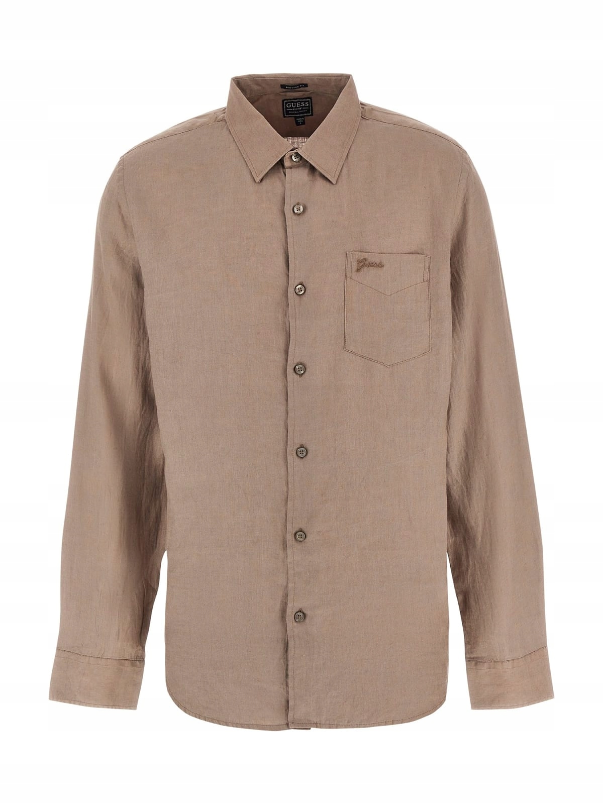 Guess Klasická Pánská Lněná Košile Béžová XXL