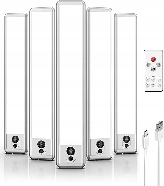 Lampy podszafkowe Led 23cm z czujnikiem ruchu z pilotem , akumulator, 5700k