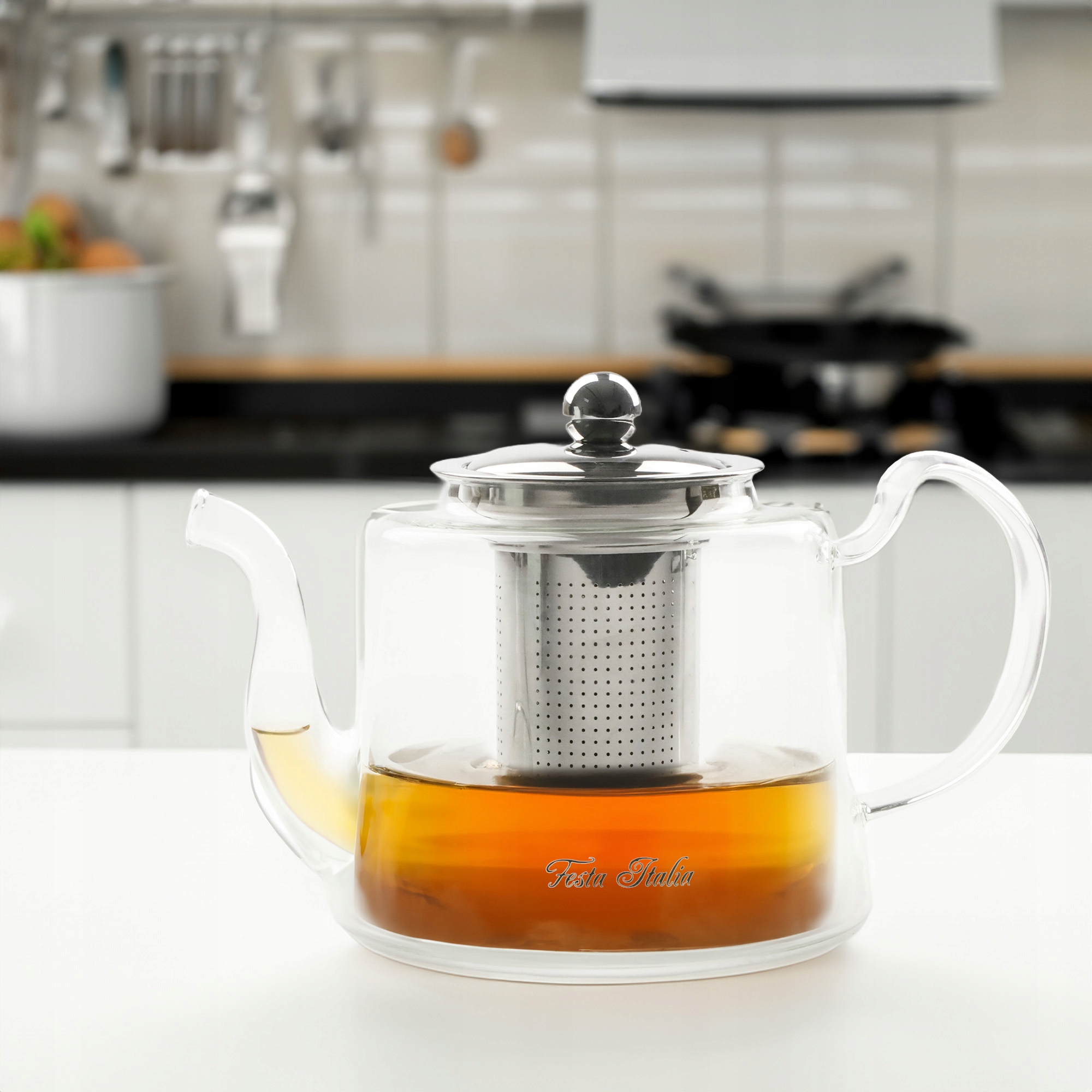 DZBANEK SZKLANY Z STALOWYM ZAPARZACZEM ZAPARZACZ DO HERBATY ZIÓŁ 1200 ML