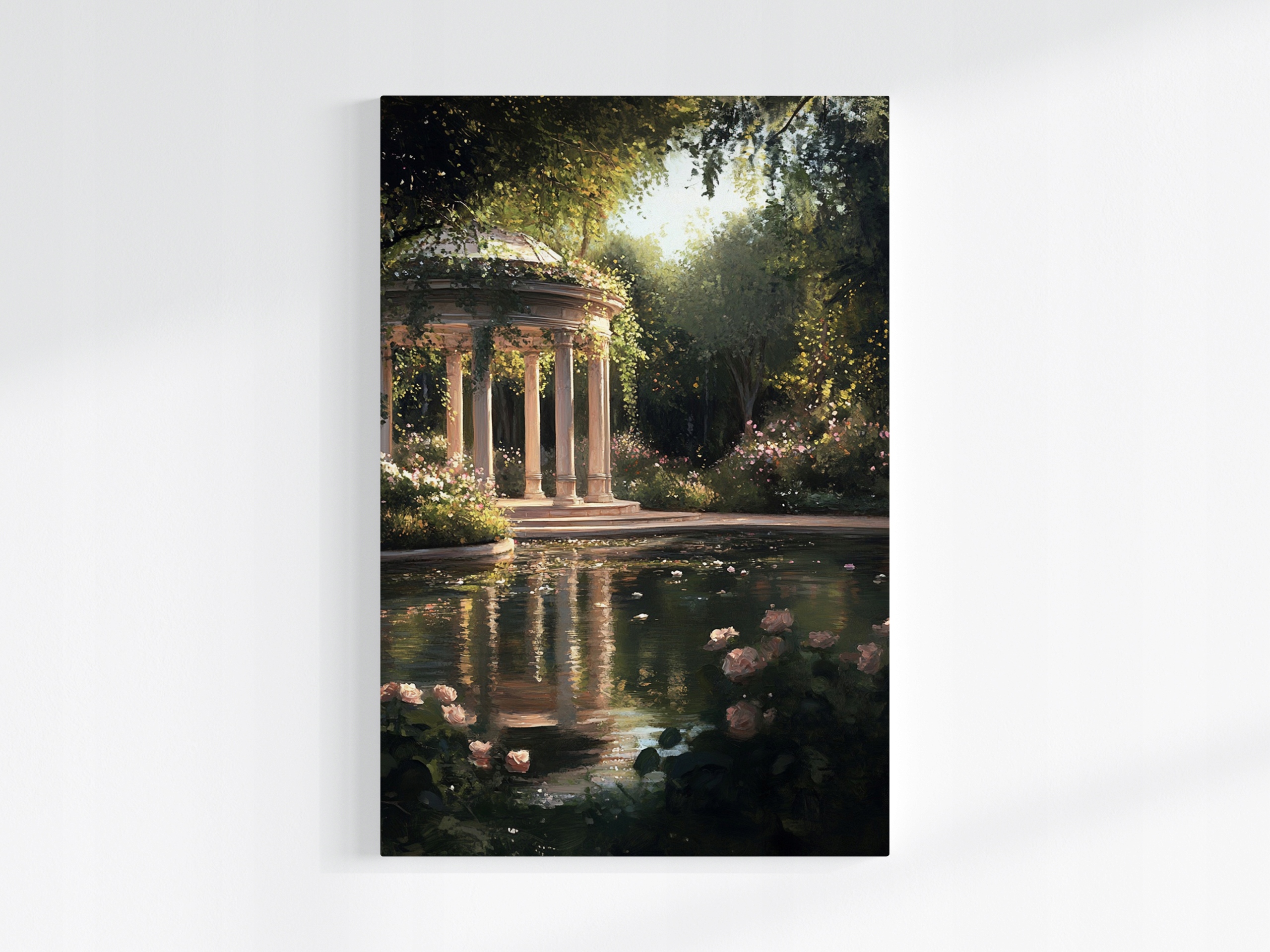 Obraz Na Plátně Canvas Krajina Zahrada Park Altán Rybník Květiny Růže 80x120