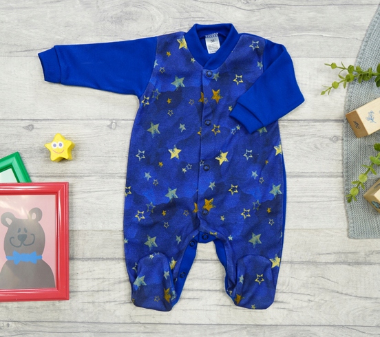 PAJAC PAJACYK r.56 chabrowy gwiazdki 417 wyprawka Rękaw długi rękaw