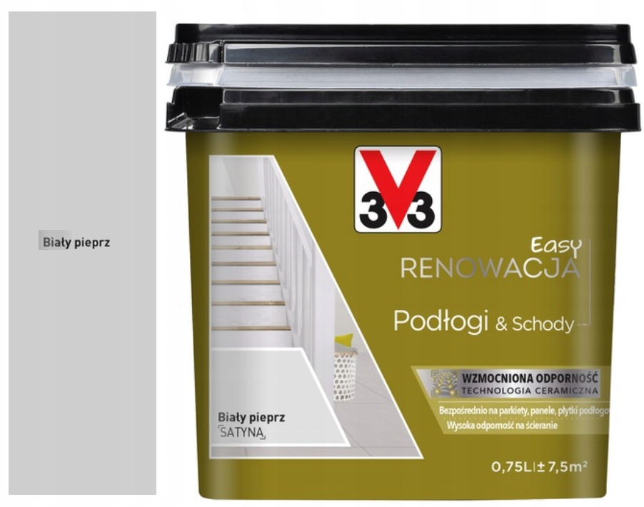 Farba Easy Renowacja podłogi & schody V33 Biały Pieprz satyna 0,75L