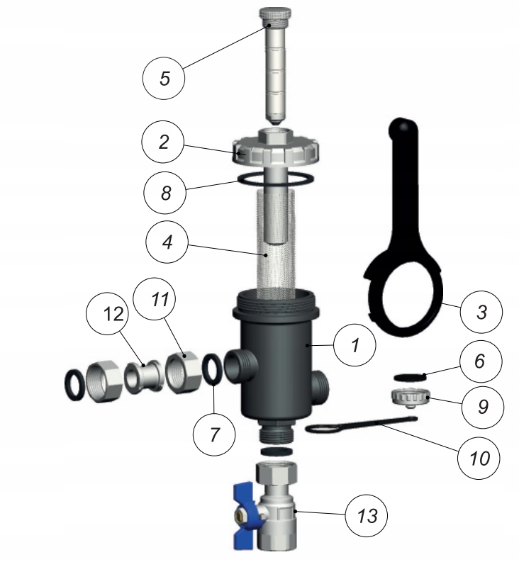 FILTR MAGNETYCZNY SEPARATOR ZANIECZYSZCZEŃ ODMULNIK 3/4" DN20 DUŻY MAGNES Maksymalna temperatura cieczy 90°C