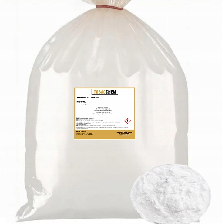 Bezvodý Kofein 100% Čistoty – Prášek Prach 5 Kg