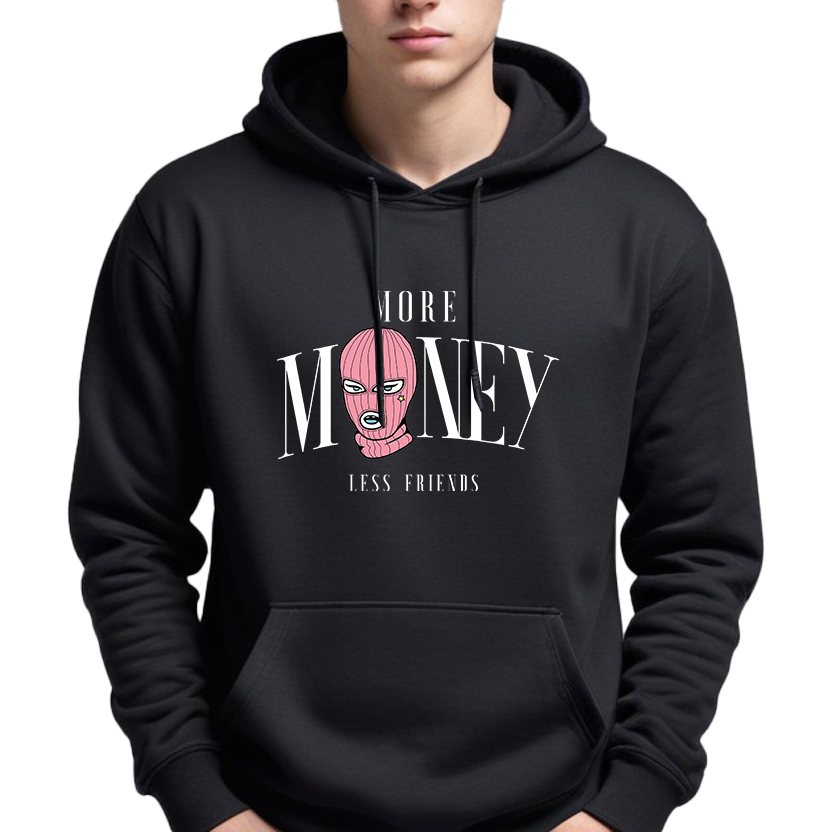 Pánská Mikina Hoodie S Kapucí Černá Mládežnická Streatwear More Money L