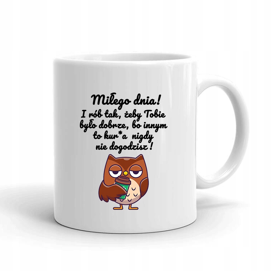 

Kubek Biały Nadruk Śmieszny Wzór Sówka Sowa