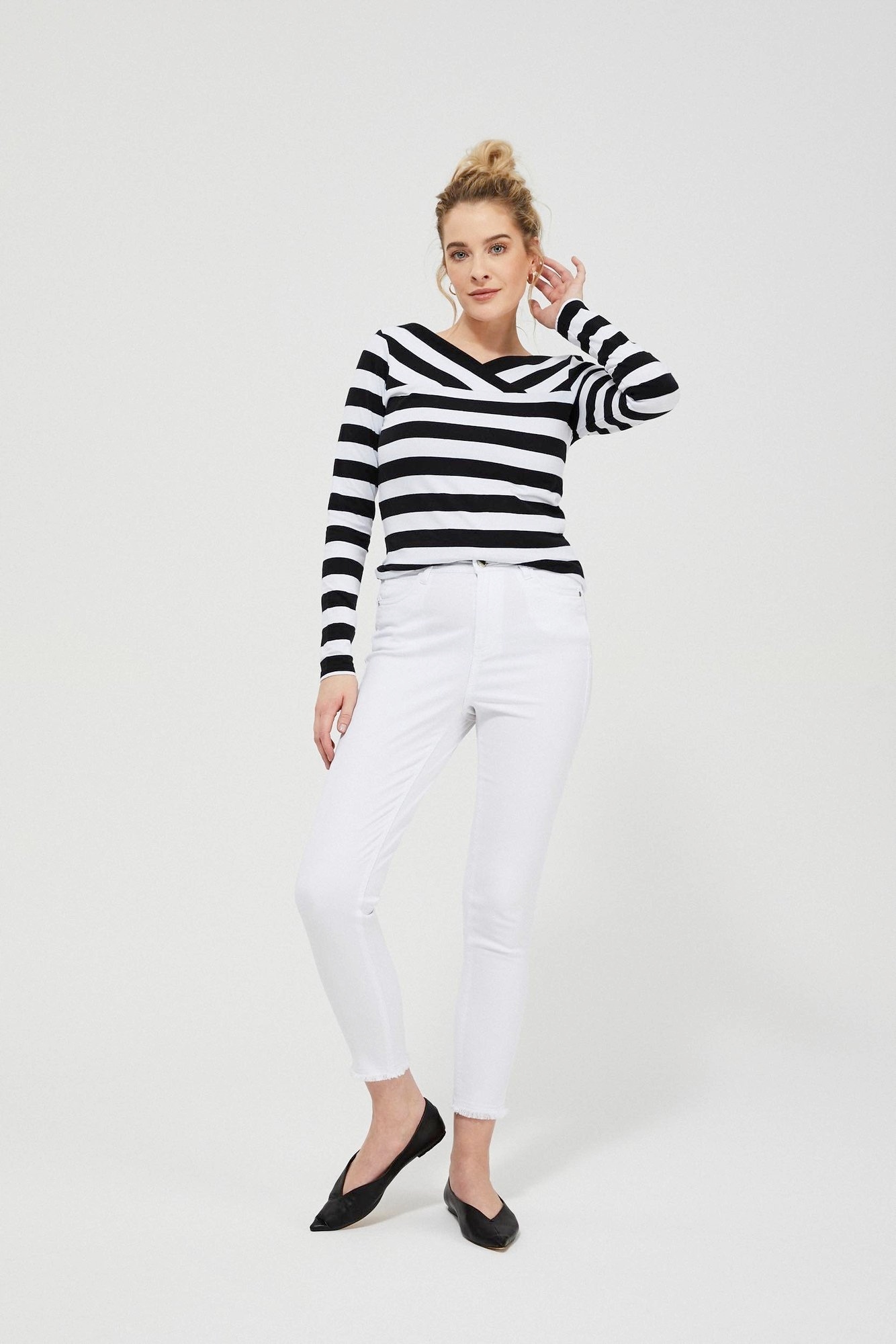 

Moodo Spodnie rurki lyocell L-SP-3406 White; Xs