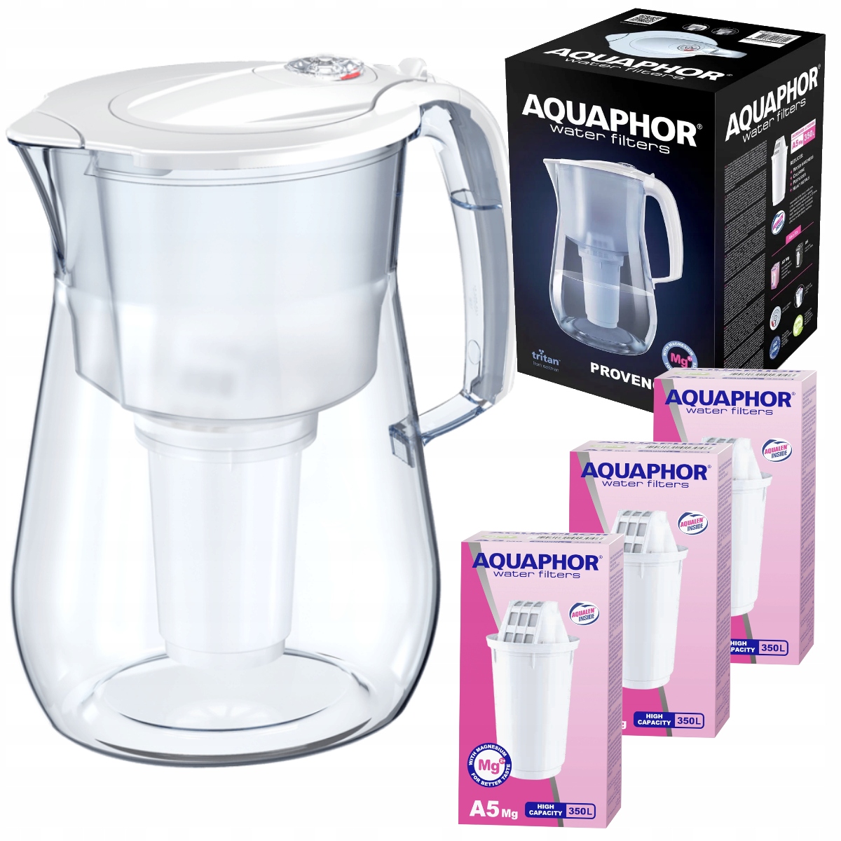 Velká filtrační konvice Aquaphor 4,2 l 3 filtry s hořčíkovými vložkami A5 Mg