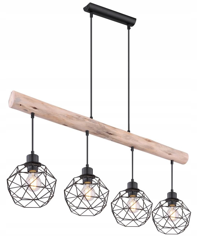 Závesná lampa Theodor Globo v štýle loft čierna matná 4xE27 60W