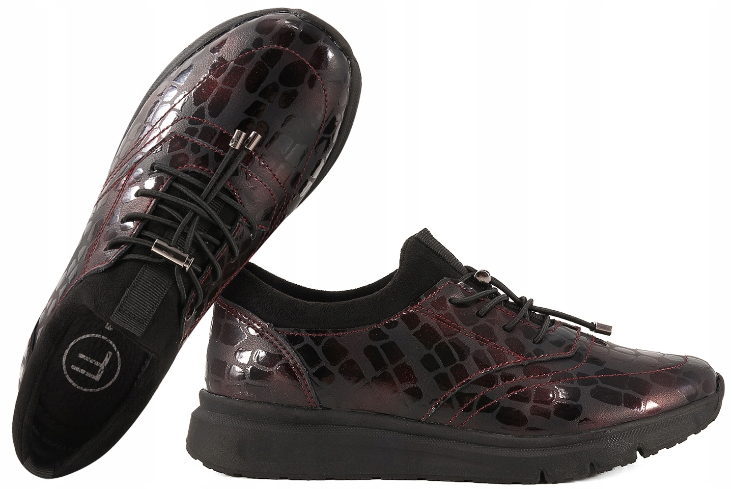 Filippo DP7117 Dámské Polobotky Kožené Lakované Tenisky Bordové 38