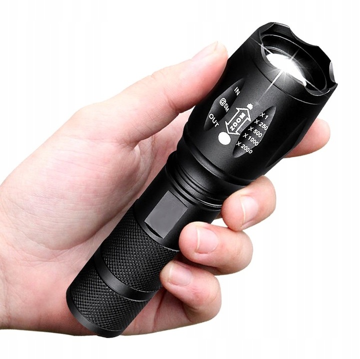 Mocna Latarka TAKTYCZNA LED Policyjna dioda ZOOM NA BIWAK SZPERACZ MEGA Źródło światła LED